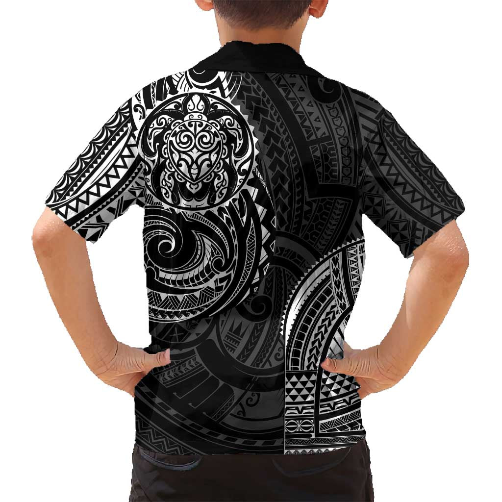 Polynesian Turtle Tribal Tattoo Family Matching Tank Maxi Dress and Hawaiian Shirt Black Style
