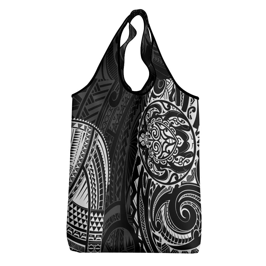 Polynesian Turtle Tribal Tattoo Grocery Bag Black Style