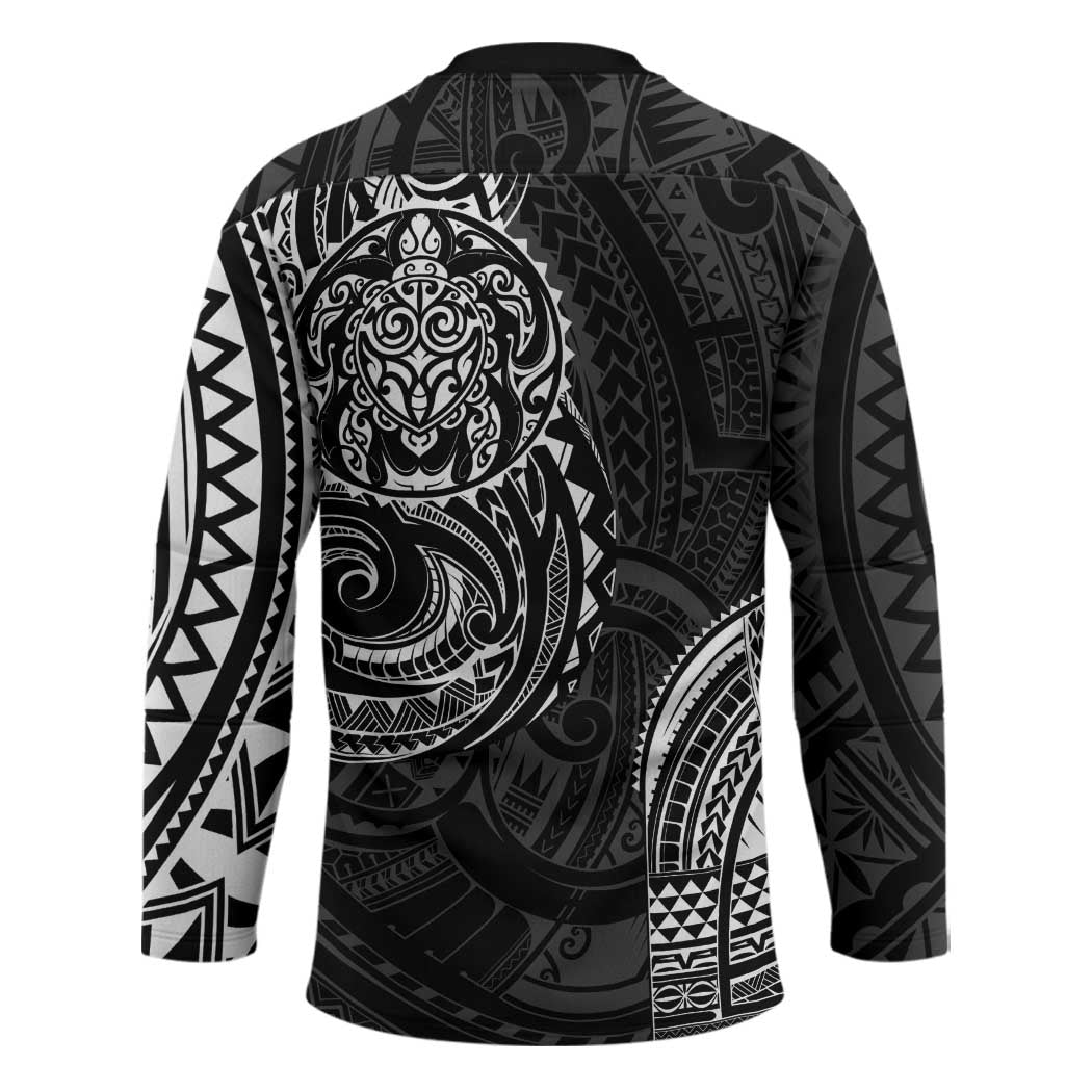 Polynesian Turtle Tribal Tattoo Hockey Jersey Black Style - Polynesian Pride