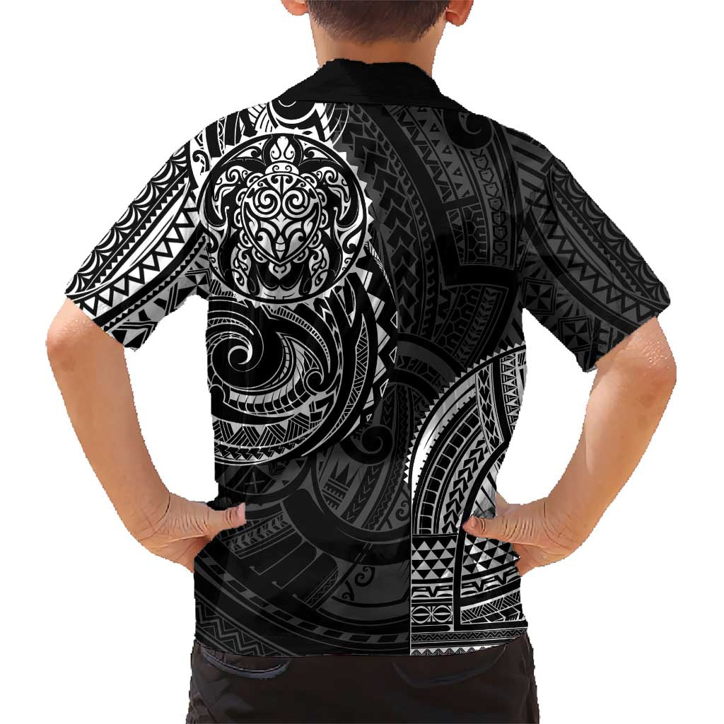 Polynesian Turtle Tribal Tattoo Kid Hawaiian Shirt Black Style