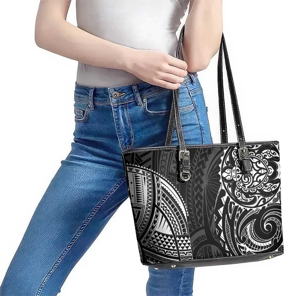 Polynesian Turtle Tribal Tattoo Leather Tote Bag Black Style