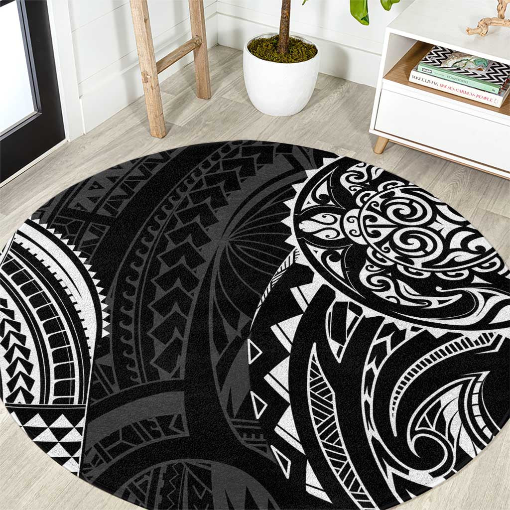 Polynesian Turtle Tribal Tattoo Round Carpet Black Style LT9 Black - Polynesian Pride