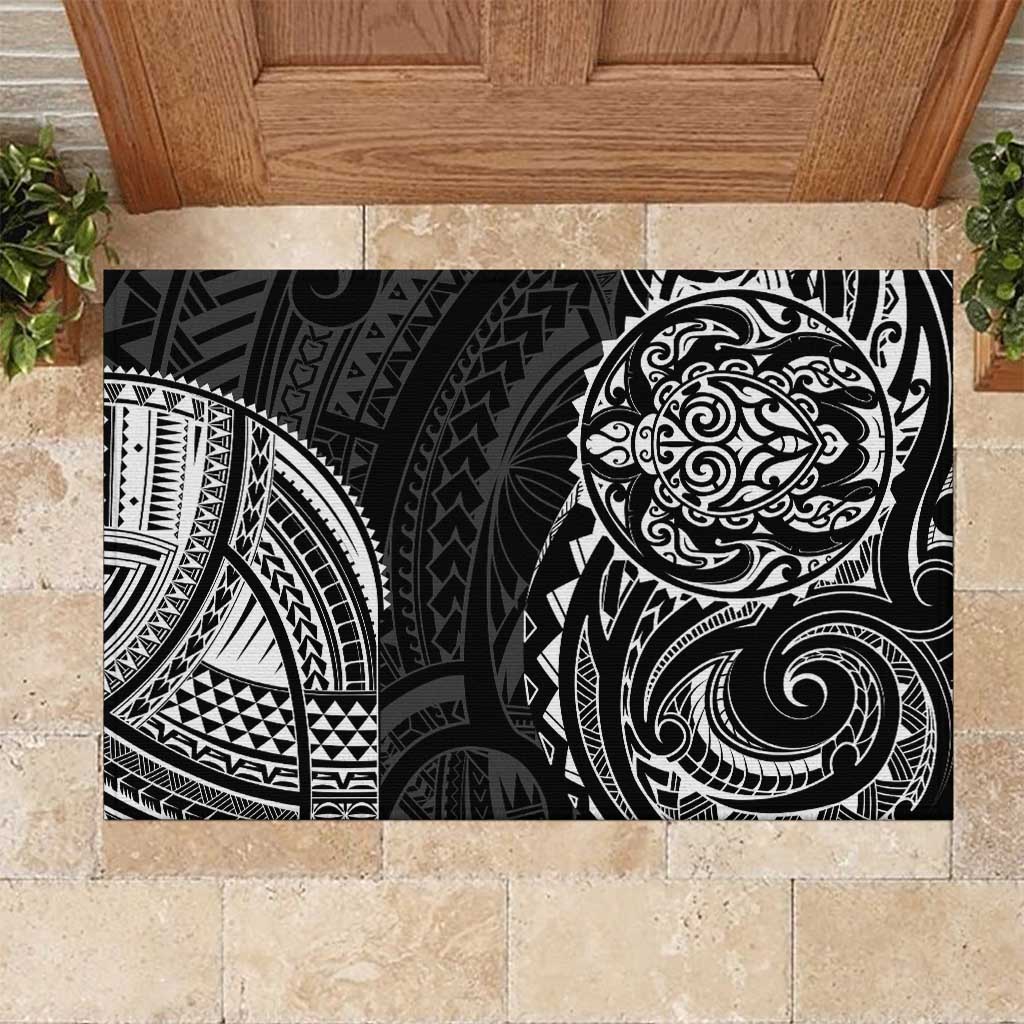 Polynesian Turtle Tribal Tattoo Rubber Doormat Black Style LT9 Black - Polynesian Pride
