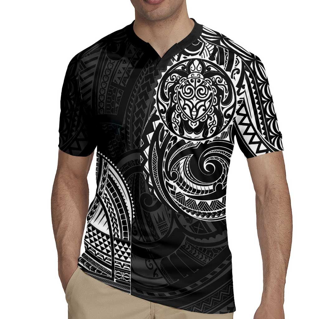 Polynesian Turtle Tribal Tattoo Rugby Jersey Black Style