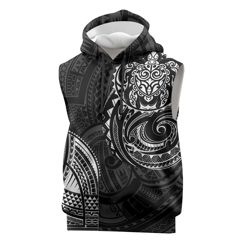 Polynesian Turtle Tribal Tattoo Sleeveless Hoodie Black Style - Polynesian Pride