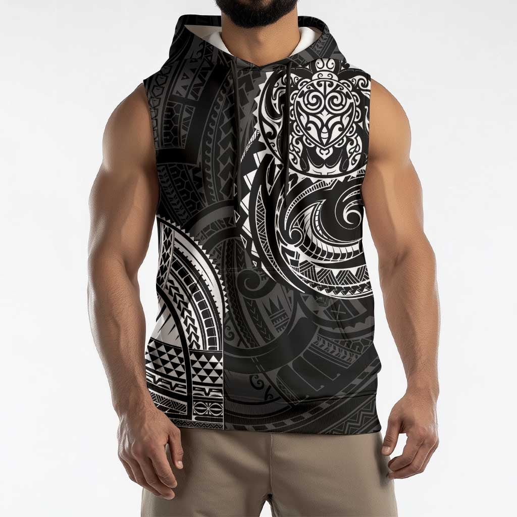 Polynesian Turtle Tribal Tattoo Sleeveless Hoodie Black Style - Polynesian Pride