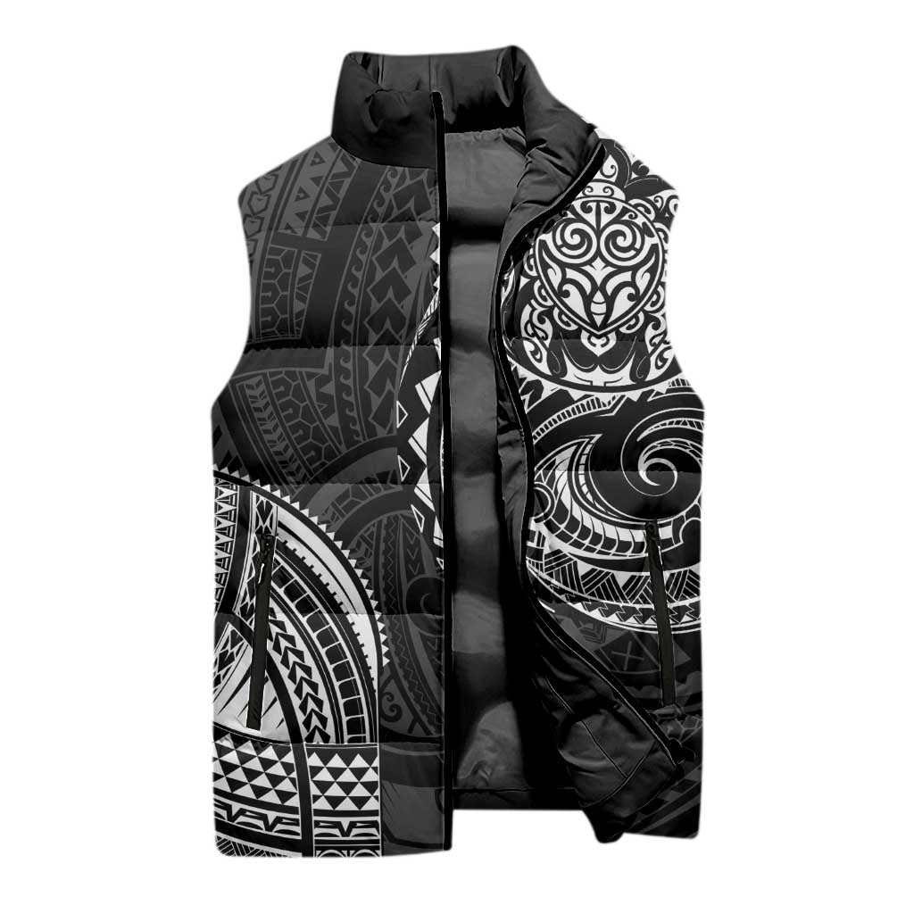 Polynesian Turtle Tribal Tattoo Sleeveless Puffer Jacket Black Style - Polynesian Pride