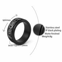 Polynesian Turtle Tribal Tattoo Spinner Ring Black Style - Polynesian Pride