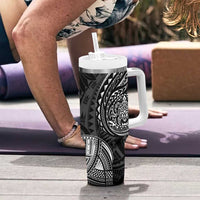 Polynesian Turtle Tribal Tattoo Tumbler With Handle Black Style