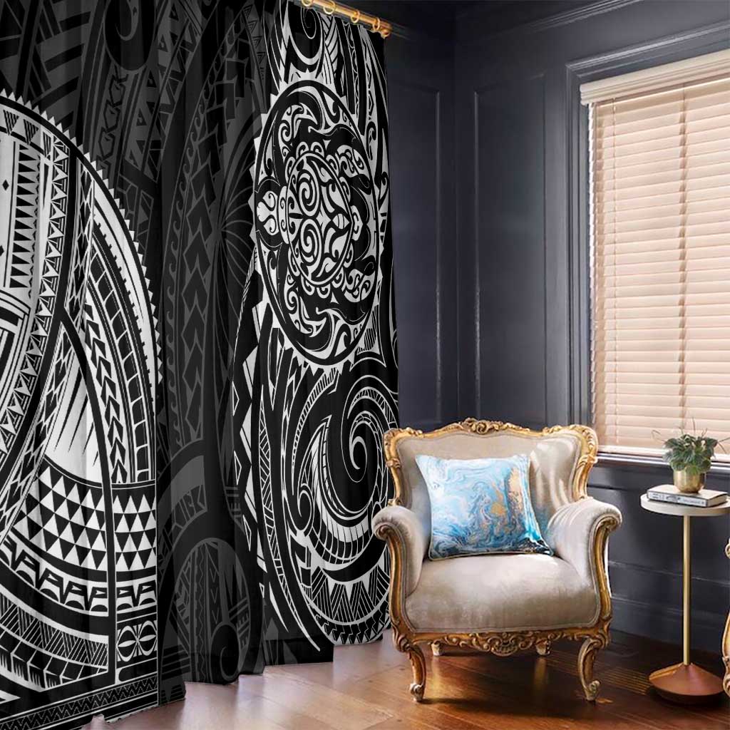 Polynesian Turtle Tribal Tattoo Window Curtain Black Style