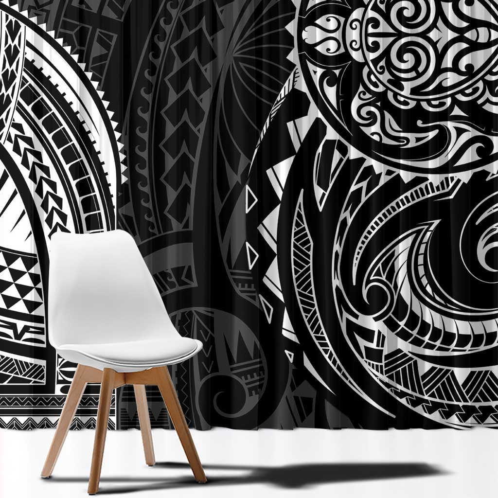 Polynesian Turtle Tribal Tattoo Window Curtain Black Style