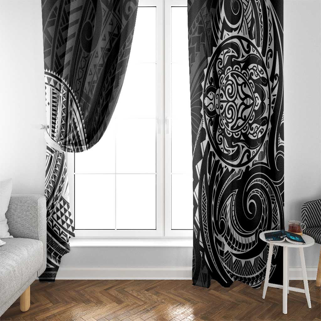 Polynesian Turtle Tribal Tattoo Window Curtain Black Style