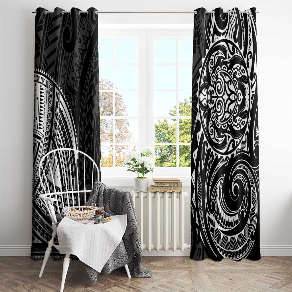 Polynesian Turtle Tribal Tattoo Window Curtain Black Style