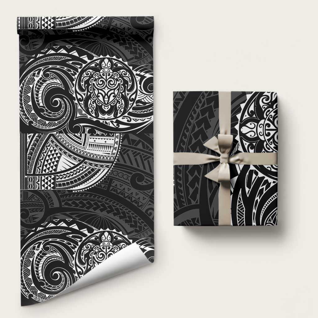 Polynesian Turtle Tribal Tattoo Wrapping Paper Black Style - Polynesian Pride