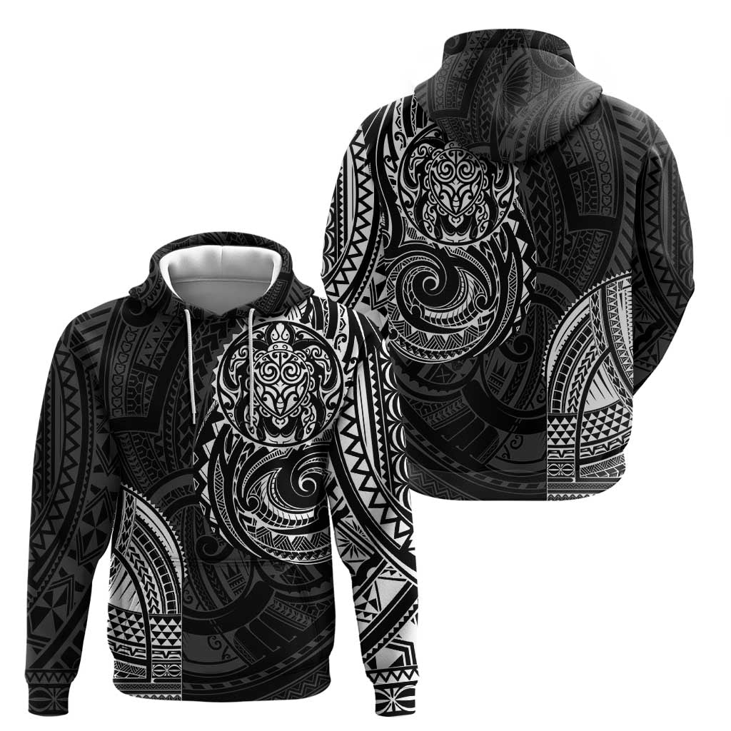 Polynesian Turtle Tribal Tattoo Zip Hoodie Black Style