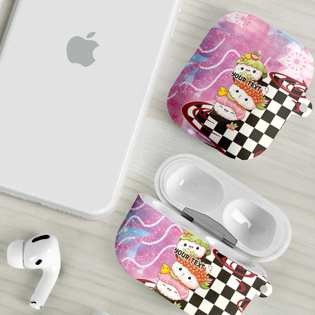Personalized Japanese Kawaii Sushi Roll AirPods Case Wagara Palaka Pattern