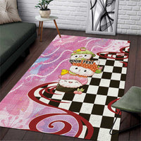 Personalized Japanese Kawaii Sushi Roll Area Rug Wagara Palaka Pattern