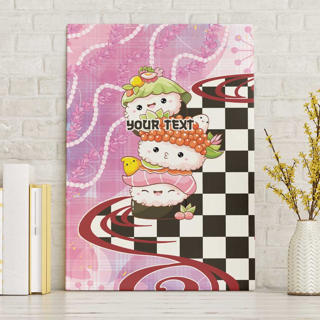 Personalized Japanese Kawaii Sushi Roll Canvas Wall Art Wagara Palaka Pattern