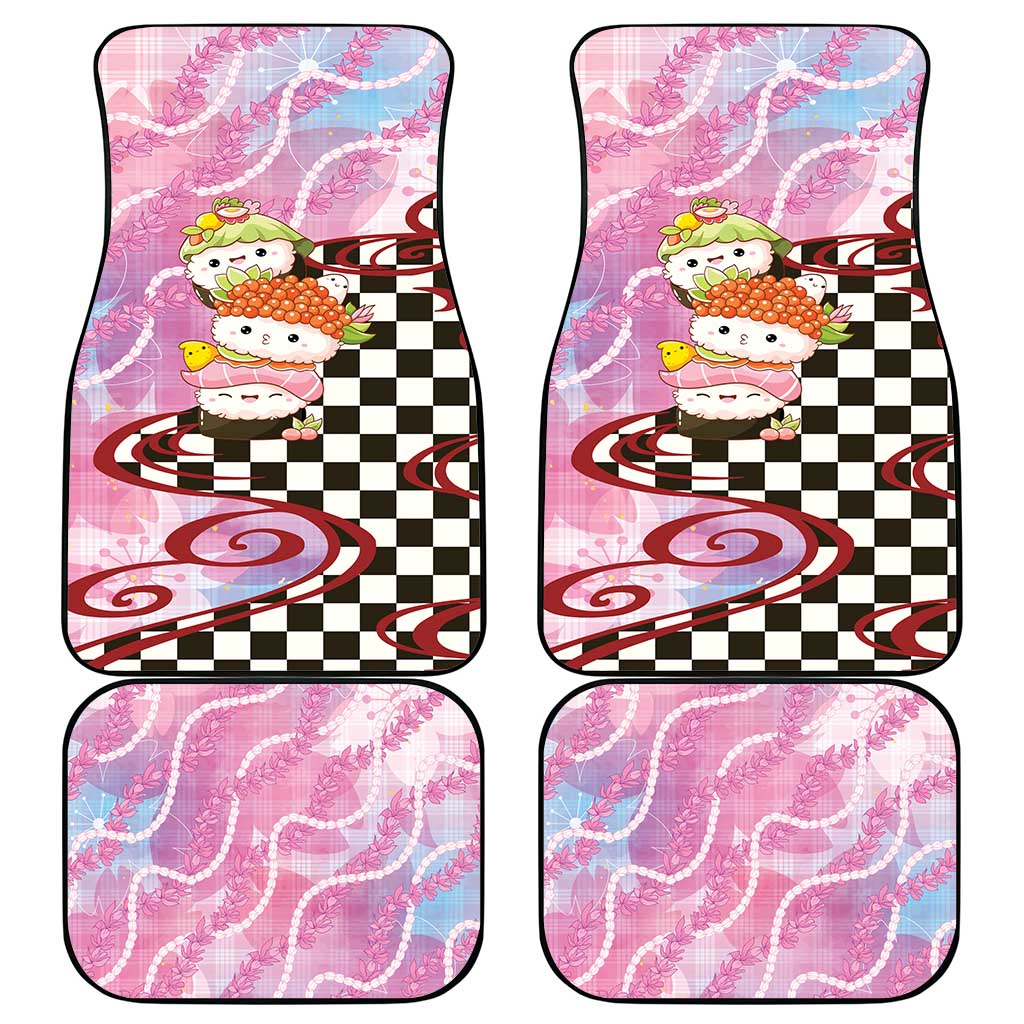 Personalized Japanese Kawaii Sushi Roll Car Mats Wagara Palaka Pattern