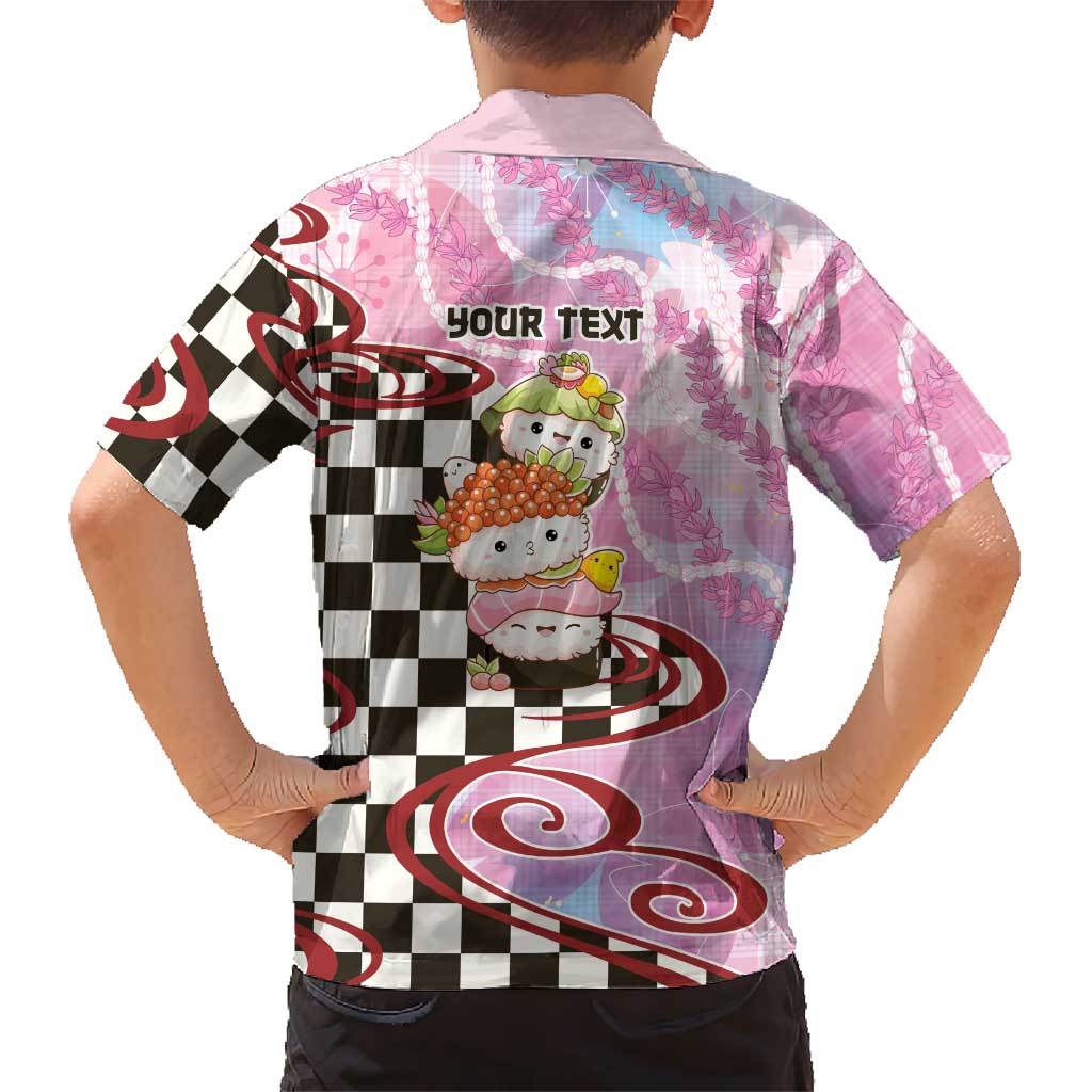 Personalized Japanese Kawaii Sushi Roll Family Matching Off The Shoulder Long Sleeve Dress and Hawaiian Shirt Wagara Palaka Pattern