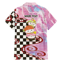 Personalized Japanese Kawaii Sushi Roll Family Matching Off Shoulder Short Dress and Hawaiian Shirt Wagara Palaka Pattern