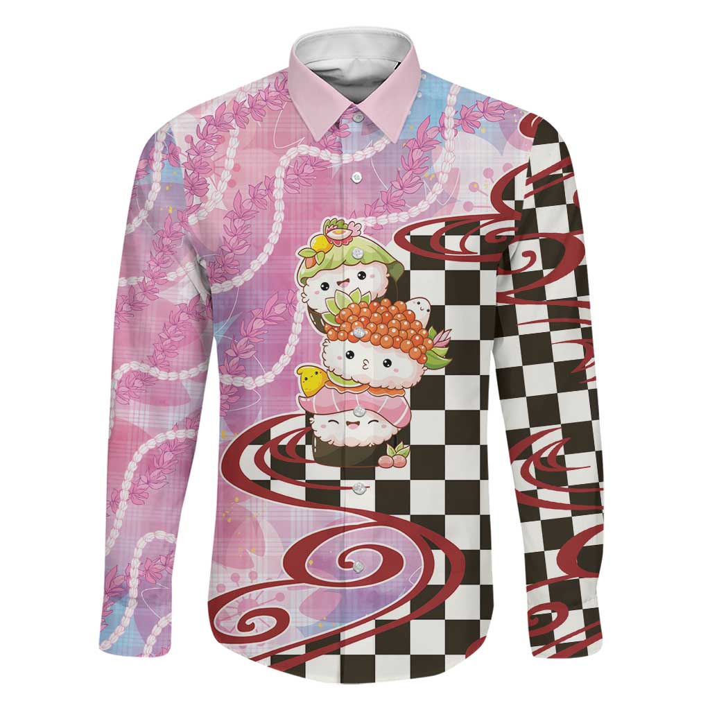 Personalized Japanese Kawaii Sushi Roll Family Matching Short Sleeve Bodycon Dress and Hawaiian Shirt Wagara Palaka Pattern