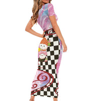 Personalized Japanese Kawaii Sushi Roll Family Matching Short Sleeve Bodycon Dress and Hawaiian Shirt Wagara Palaka Pattern