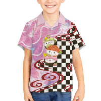 Personalized Japanese Kawaii Sushi Roll Family Matching Short Sleeve Bodycon Dress and Hawaiian Shirt Wagara Palaka Pattern