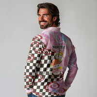 Personalized Japanese Kawaii Sushi Roll Long Sleeve Polo Shirt Wagara Palaka Pattern