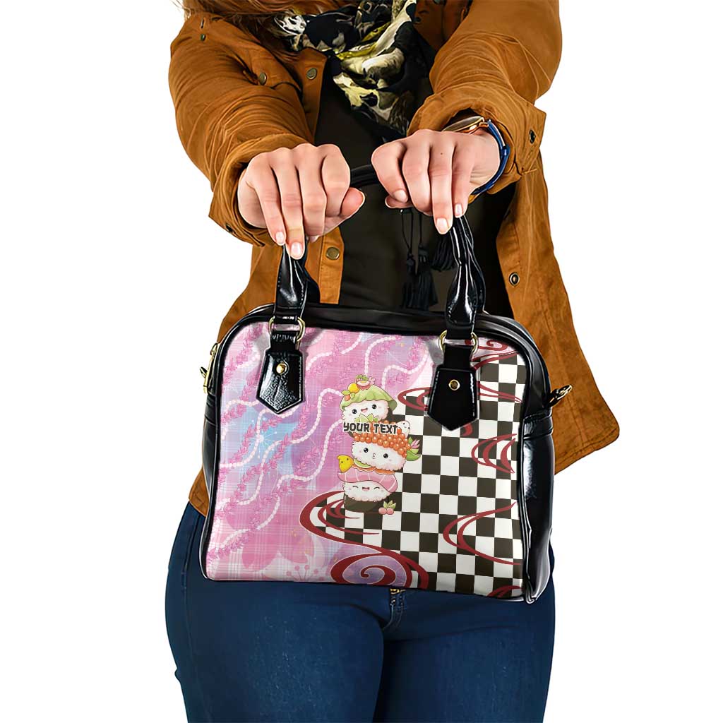 Personalized Japanese Kawaii Sushi Roll Shoulder Handbag Wagara Palaka Pattern