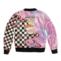 Personalized Japanese Kawaii Sushi Roll Sleeve Zip Bomber Jacket Wagara Palaka Pattern