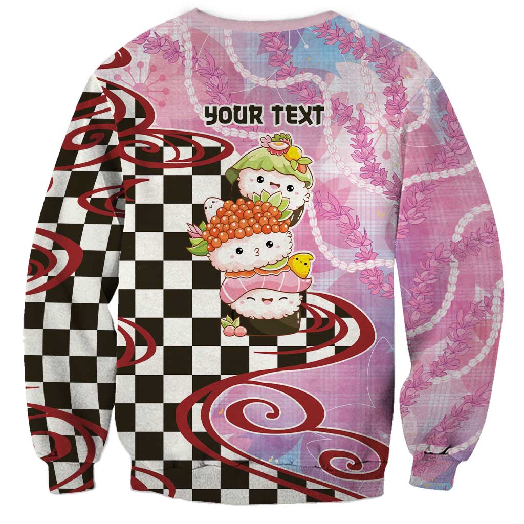 Personalized Japanese Kawaii Sushi Roll Sweatshirt Wagara Palaka Pattern