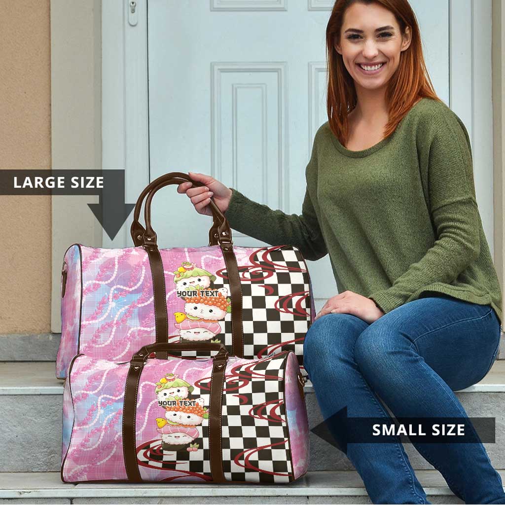 Personalized Japanese Kawaii Sushi Roll Travel Bag Wagara Palaka Pattern