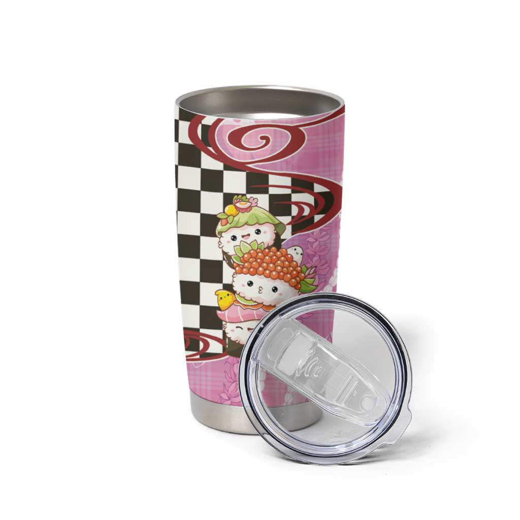Personalized Japanese Kawaii Sushi Roll Tumbler Cup Wagara Palaka Pattern LT9 - Polynesian Pride