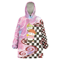 Personalized Japanese Kawaii Sushi Roll Wearable Blanket Hoodie Wagara Palaka Pattern