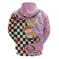 Personalized Japanese Kawaii Sushi Roll Zip Hoodie Wagara Palaka Pattern