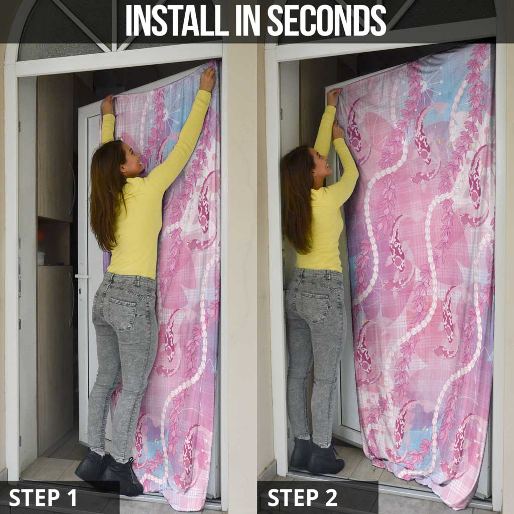 Japanese Koi Fish Door Cover Pink Wagara Palaka Honohono Pikake Lei