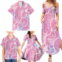 Japanese Koi Fish Family Matching Summer Maxi Dress and Hawaiian Shirt Pink Wagara Palaka Honohono Pikake Lei LT9 - Polynesian Pride