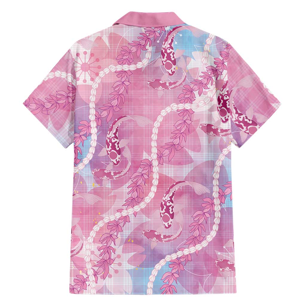 Japanese Koi Fish Family Matching Summer Maxi Dress and Hawaiian Shirt Pink Wagara Palaka Honohono Pikake Lei LT9 - Polynesian Pride