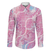 Japanese Koi Fish Family Matching Summer Maxi Dress and Hawaiian Shirt Pink Wagara Palaka Honohono Pikake Lei LT9 Dad's Shirt - Long Sleeve Pink - Polynesian Pride