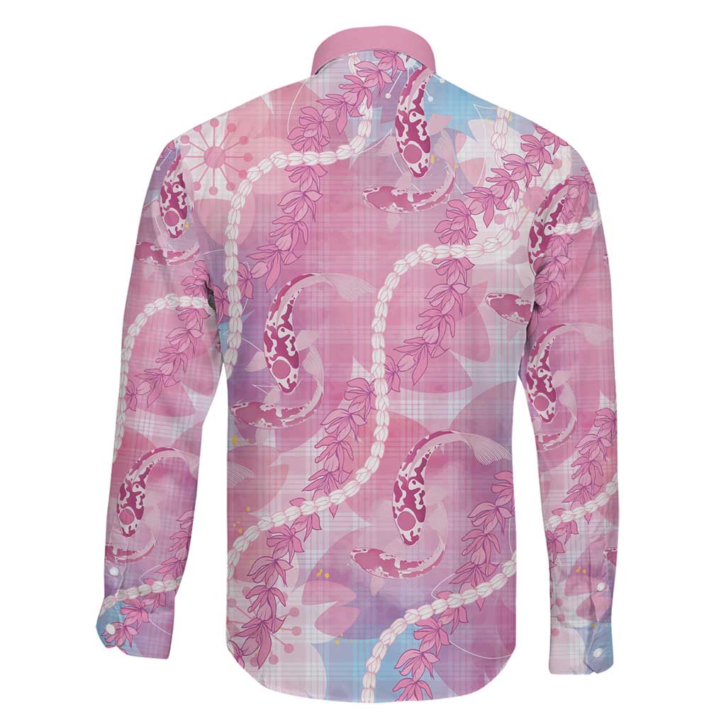 Japanese Koi Fish Family Matching Summer Maxi Dress and Hawaiian Shirt Pink Wagara Palaka Honohono Pikake Lei LT9 - Polynesian Pride