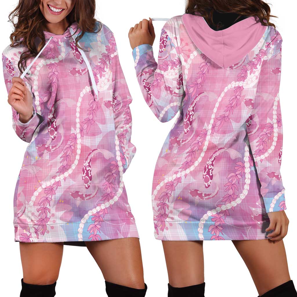 Japanese Koi Fish Hoodie Dress Pink Wagara Palaka Honohono Pikake Lei