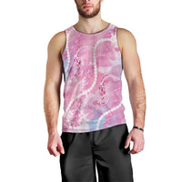 Japanese Koi Fish Men Tank Top Pink Wagara Palaka Honohono Pikake Lei