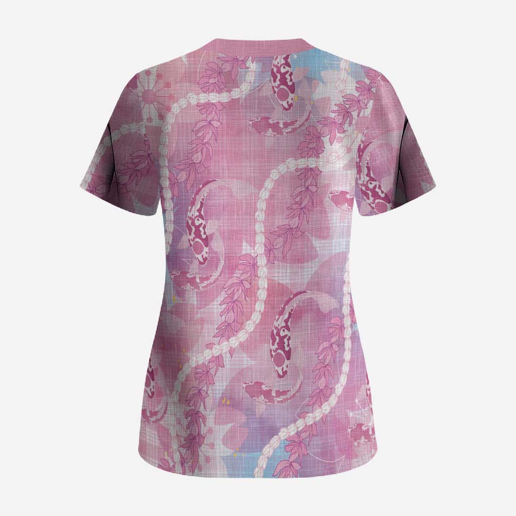 Japanese Koi Fish Scrub Top Pink Wagara Palaka Honohono Pikake Lei