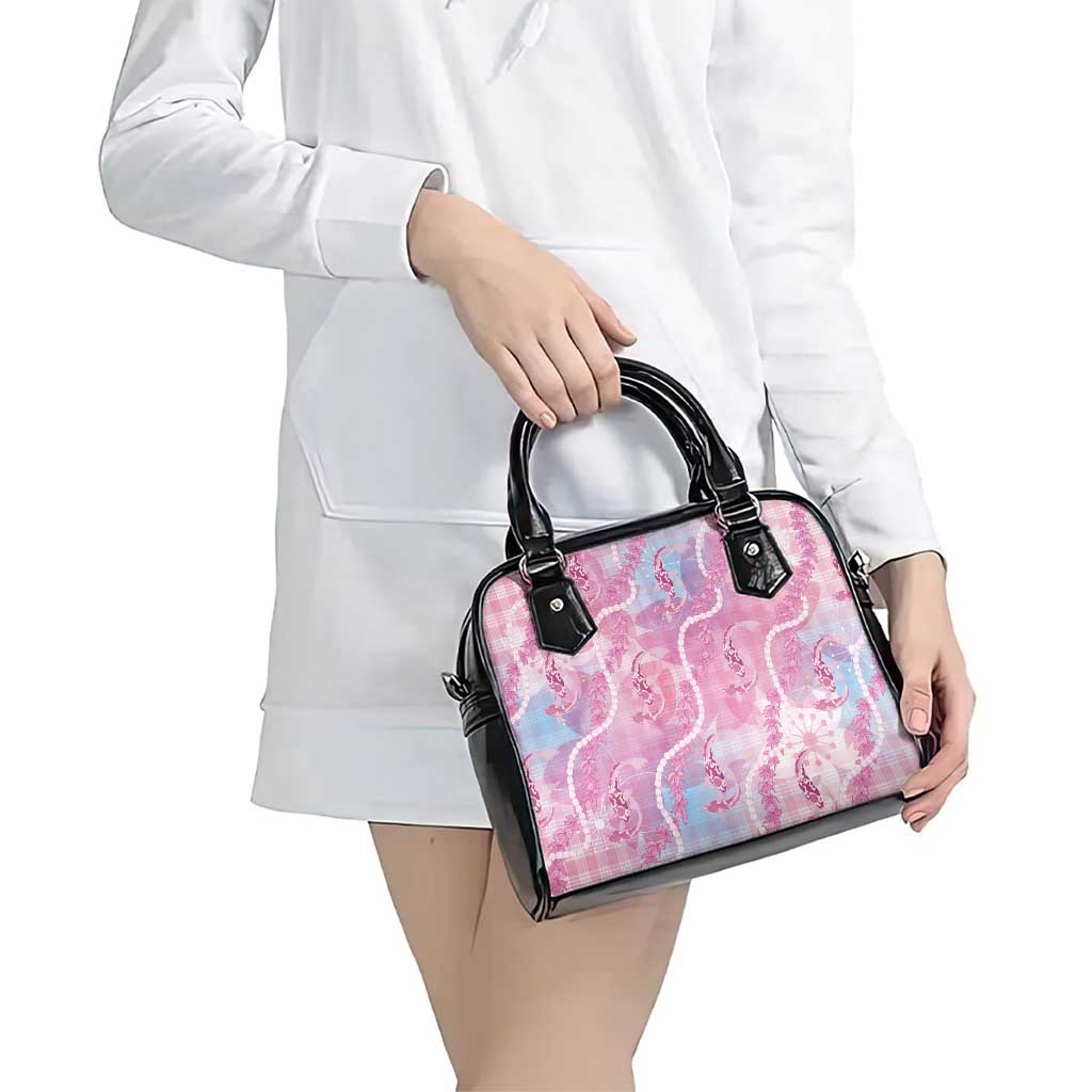Japanese Koi Fish Shoulder Handbag Pink Wagara Palaka Honohono Pikake Lei LT9 - Polynesian Pride