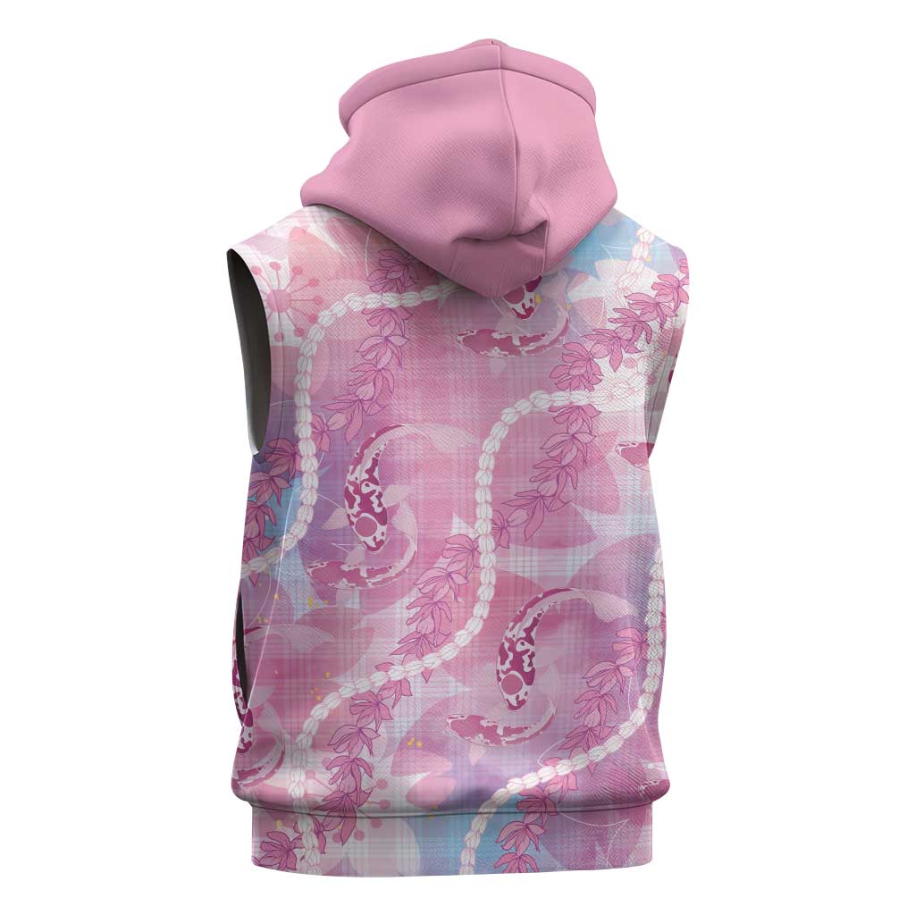 Japanese Koi Fish Sleeveless Hoodie Pink Wagara Palaka Honohono Pikake Lei