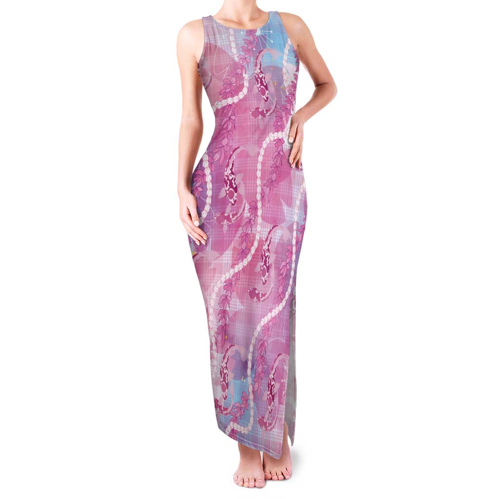 Japanese Koi Fish Tank Maxi Dress Pink Wagara Palaka Honohono Pikake Lei