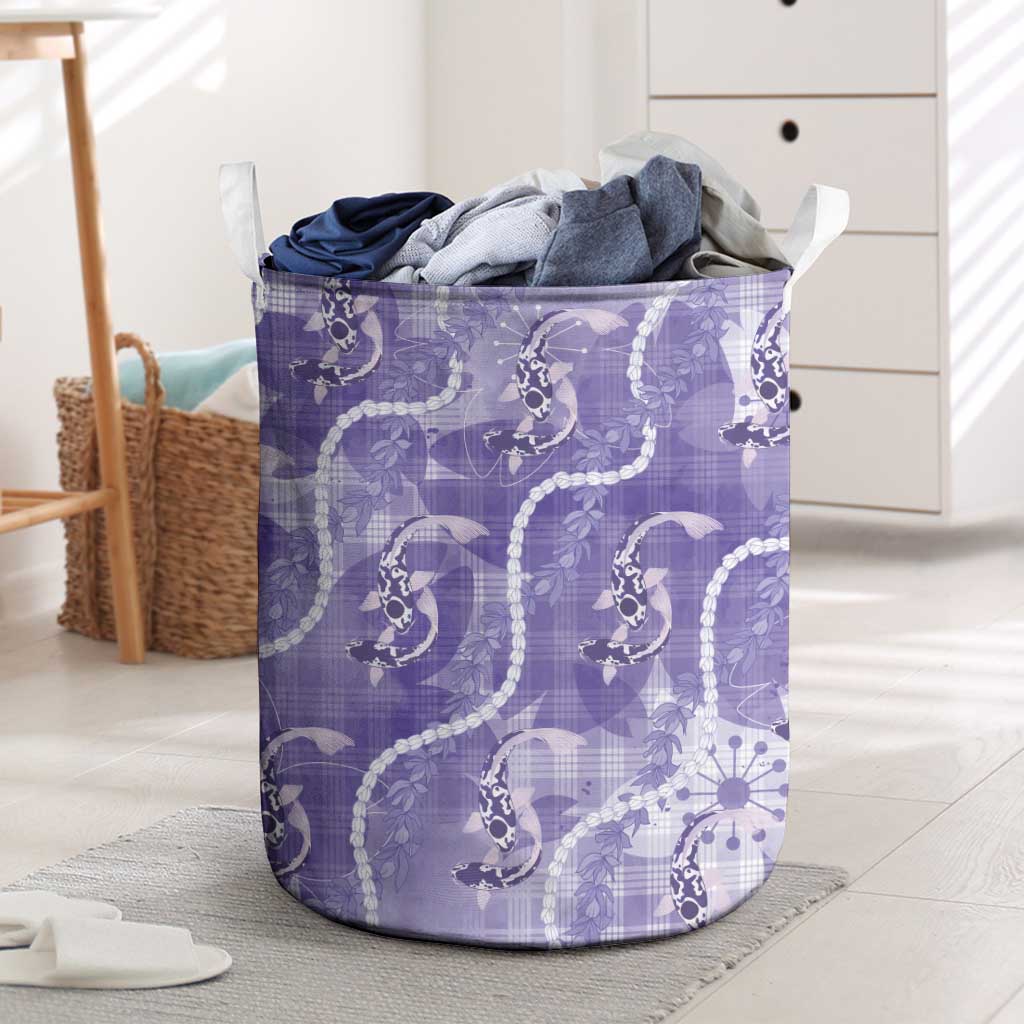 Japanese Koi Fish Laundry Basket Purple Wagara Palaka Honohono Pikake Lei