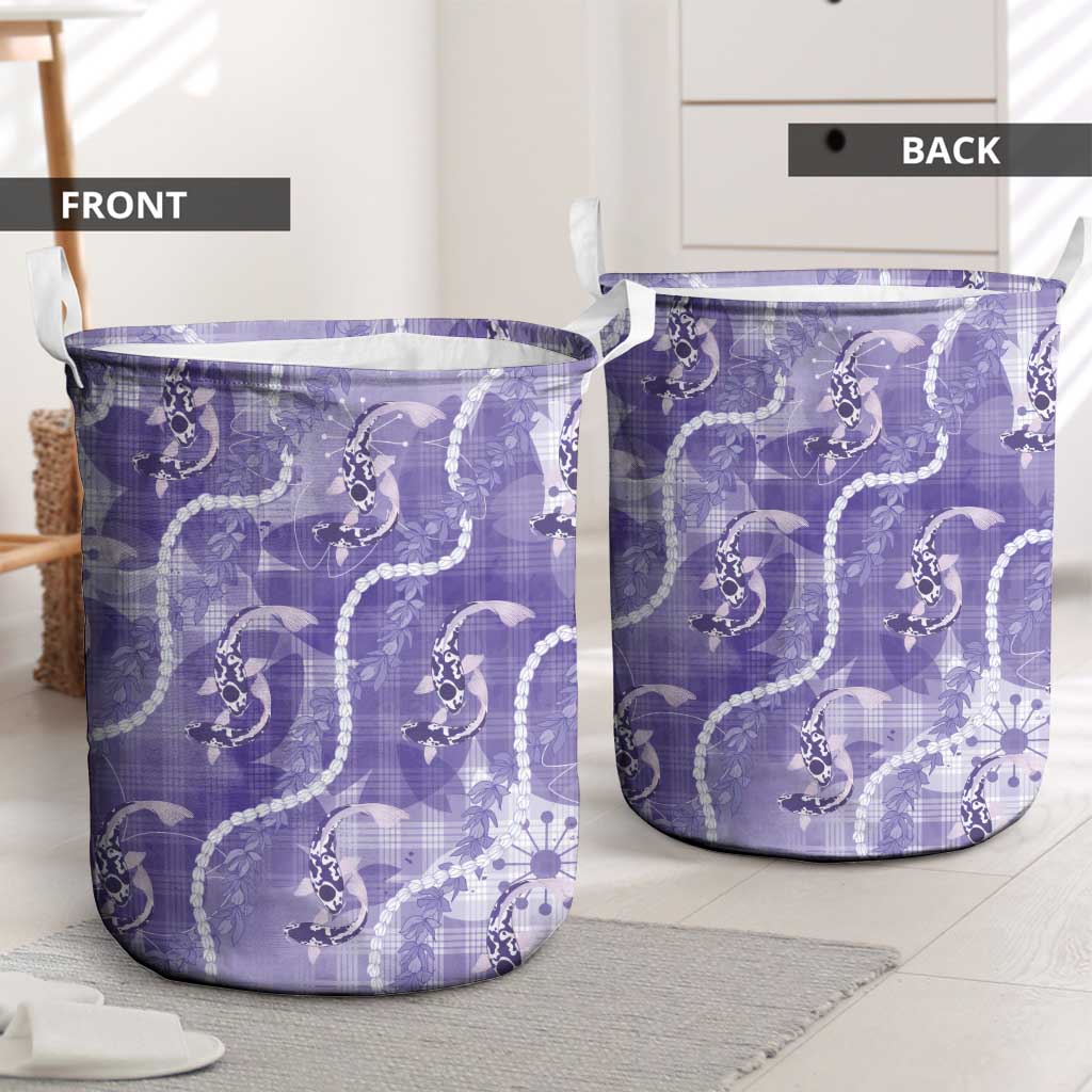 Japanese Koi Fish Laundry Basket Purple Wagara Palaka Honohono Pikake Lei