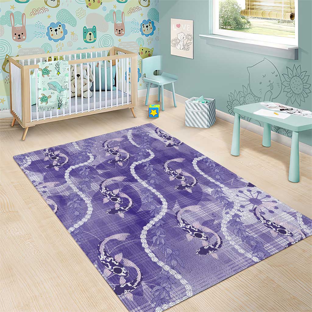 Japanese Koi Fish Area Rug Purple Wagara Palaka Honohono Pikake Lei LT9 - Polynesian Pride